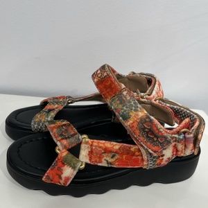 Floral Velvet Buckle Sandals